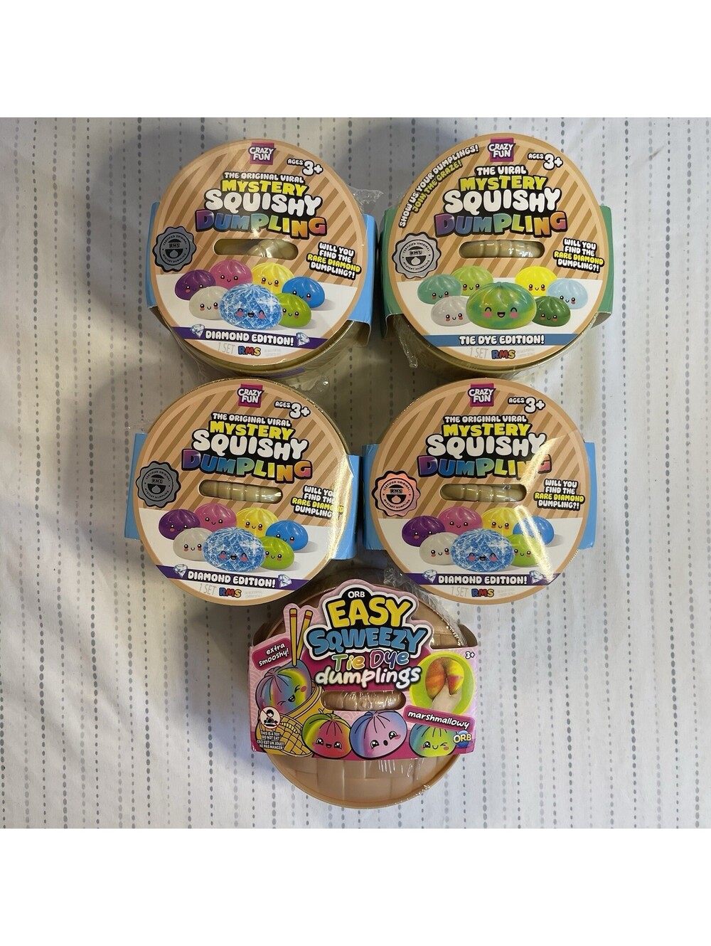 RMS Mystery Dumpling Diamond Tie Dye Squishy LOT OF 5 NEW RARE SEALED CRAZY FUN